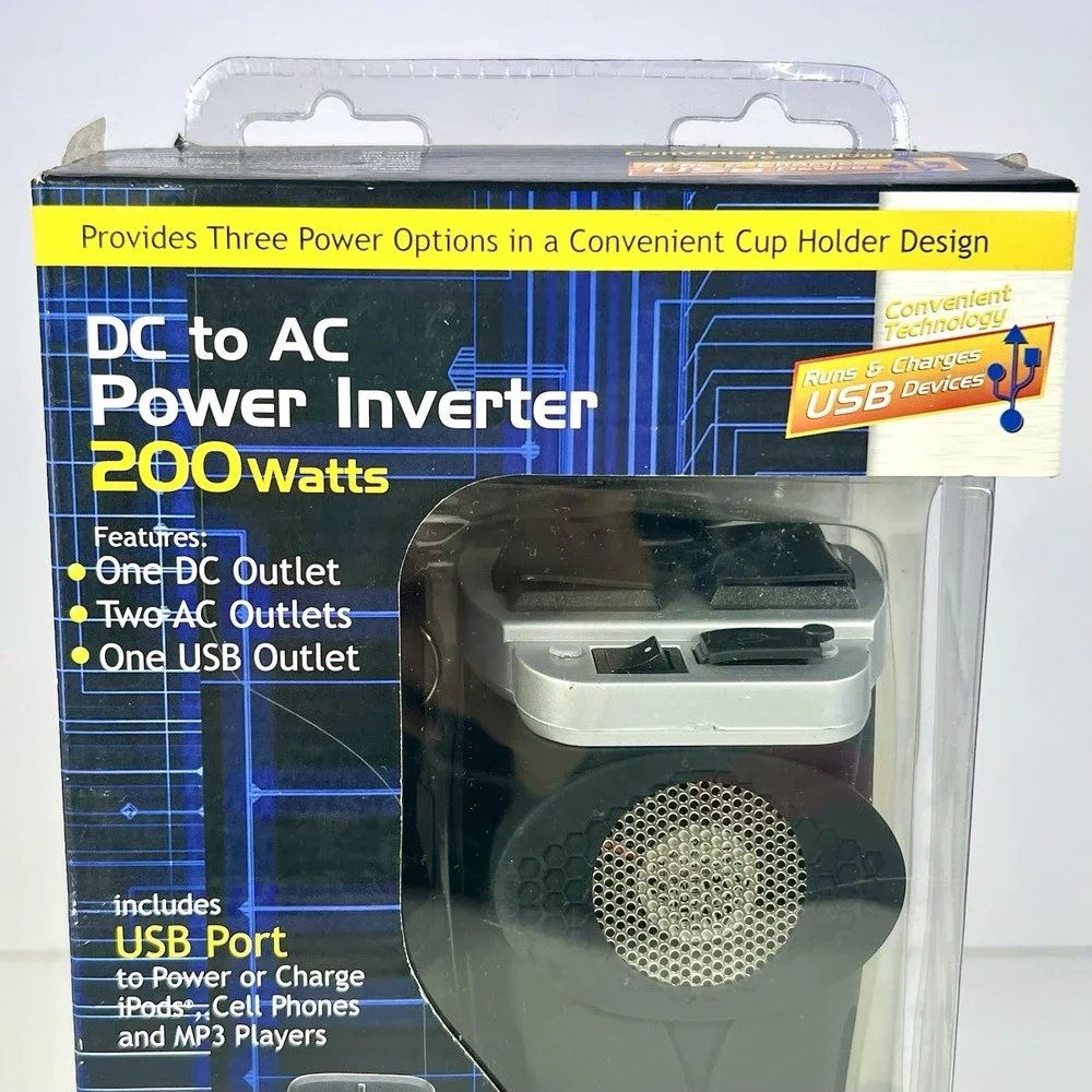 Vintage‎ RoadPro DC to AC Power Inverter Drive 200 Watts Cup Holder Design NEW